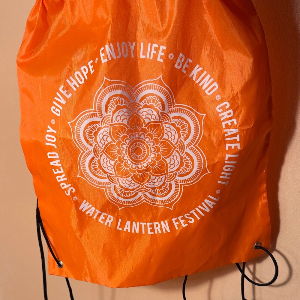 Water Lantern Festival Drawstring Vibrant Orange Backpack